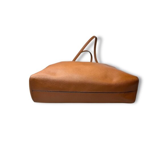 Michael Kors Jet Set Tote Brown Saffiano Leather Adjustable Straps Gold Tone Har - Picture 8 of 9